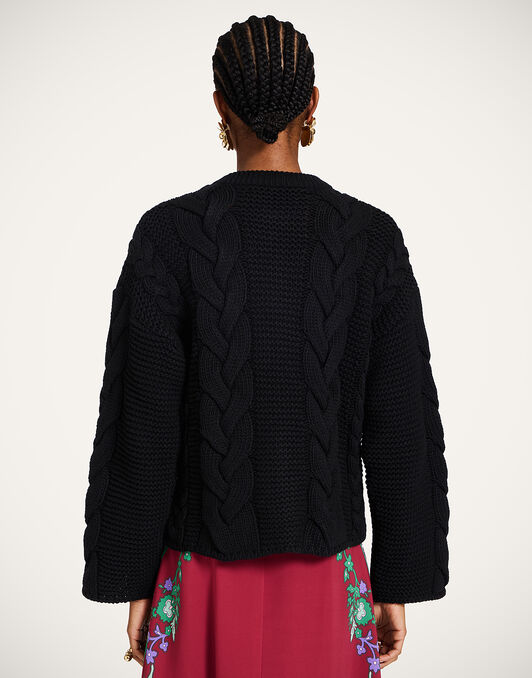 Portrait Cardigan La DoubleJ: Solid Black PUL0211KNI120