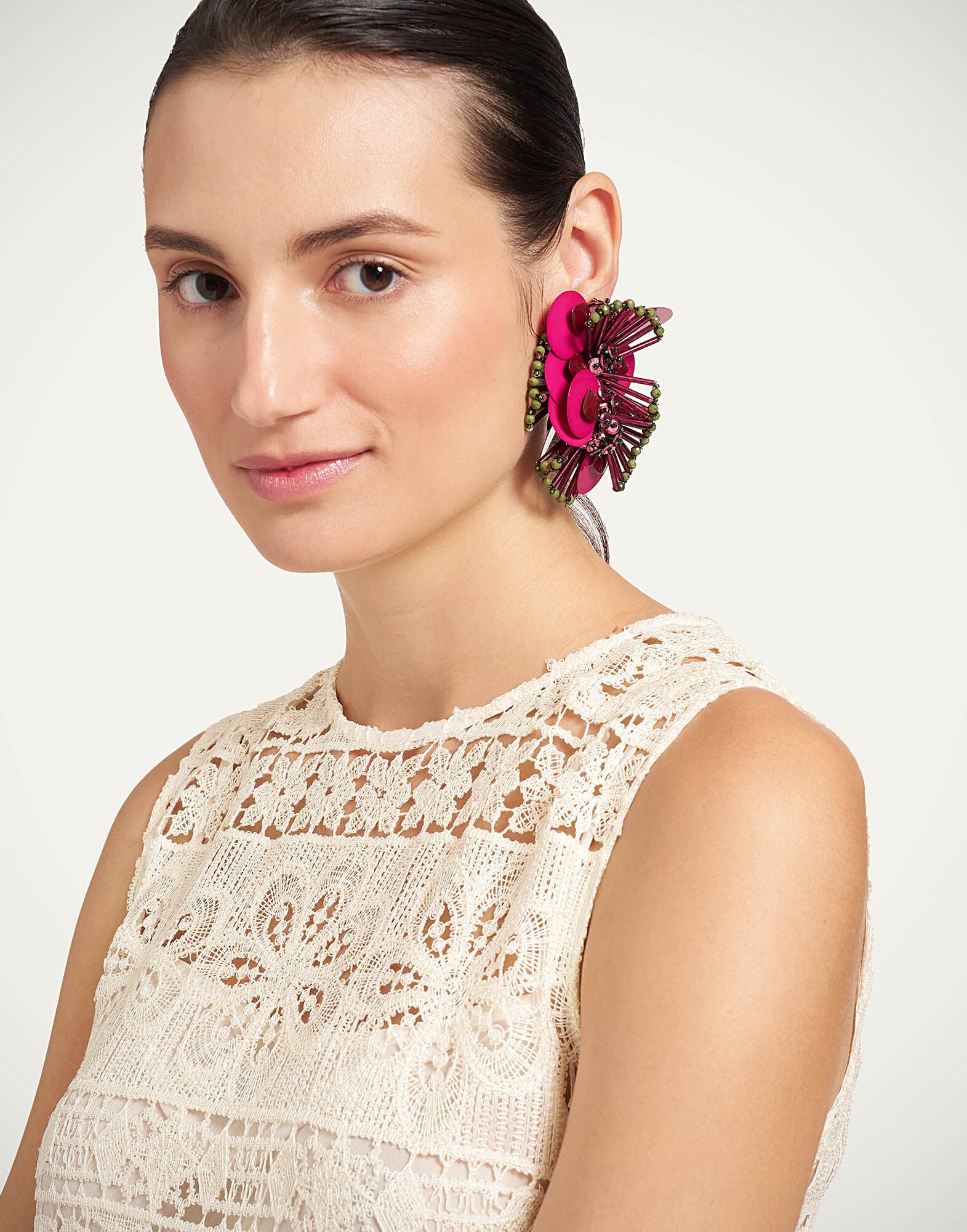 Petal Long Earrings La DoubleJ: Burgundy Petal Long Earrings La DoubleJ: Burgundy EAR0090EMB222