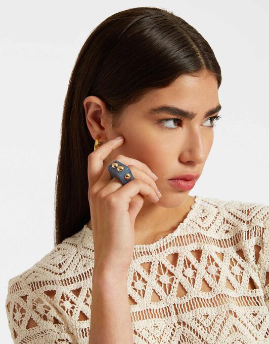 Nefertiti Ring La DoubleJ: Solid Teal Nefertiti Ring La DoubleJ: Solid Teal RIN0004POL005