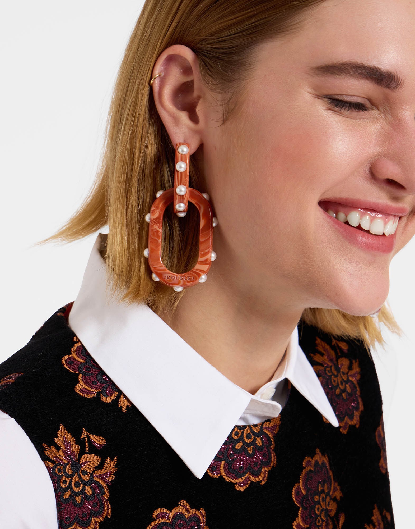 Nefertiti Double Earrings La DoubleJ: Solid Pink Nefertiti Double Earrings La DoubleJ: Solid Pink EAR0041POL007