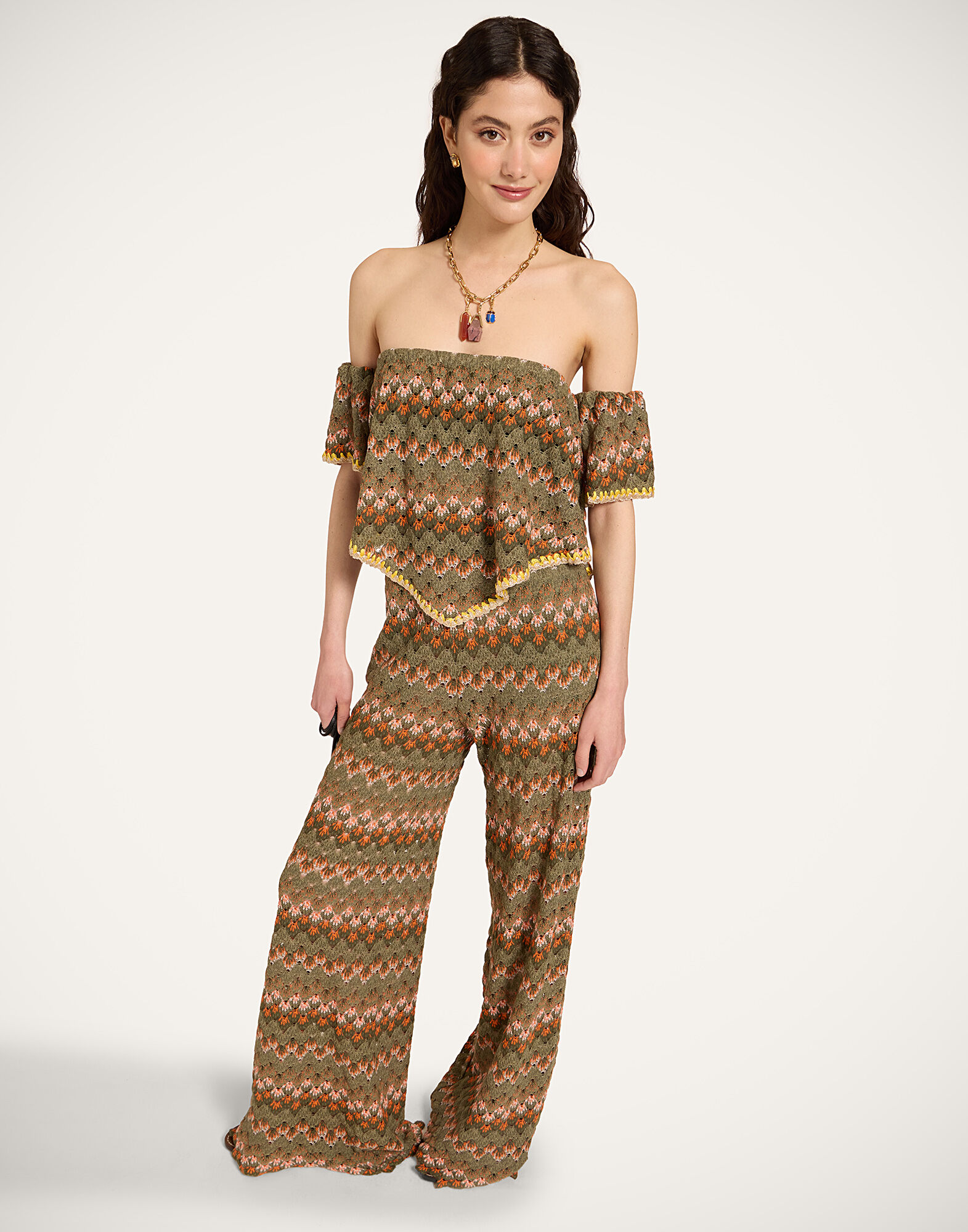 Palazzo Pants La DoubleJ: Multicolor Green & Orange Palazzo Pants La DoubleJ: Multicolor Green & Orange TRO0003COT091