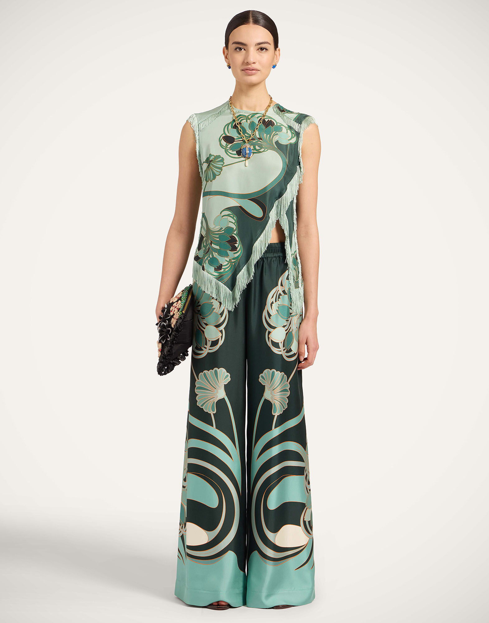 Palazzo Pants La DoubleJ: Blooming Tulip Placée Dark Green TRO0026SIL006