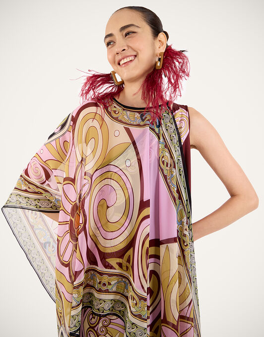 Roy Dress La DoubleJ: Kells Swirl Placée Burgundy DRE0304SIL006