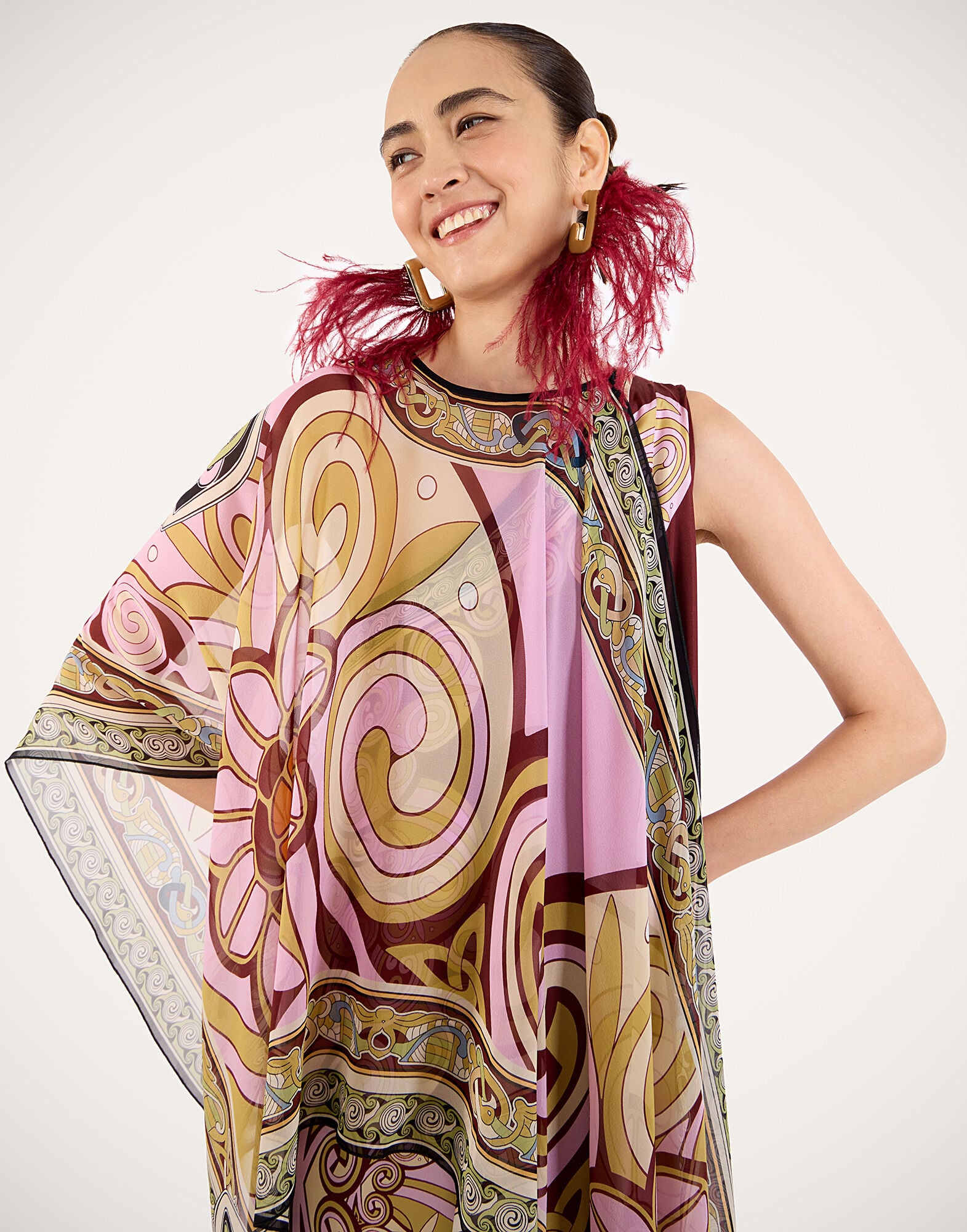Roy Dress La DoubleJ: Kells Swirl Placée Burgundy DRE0304SIL006