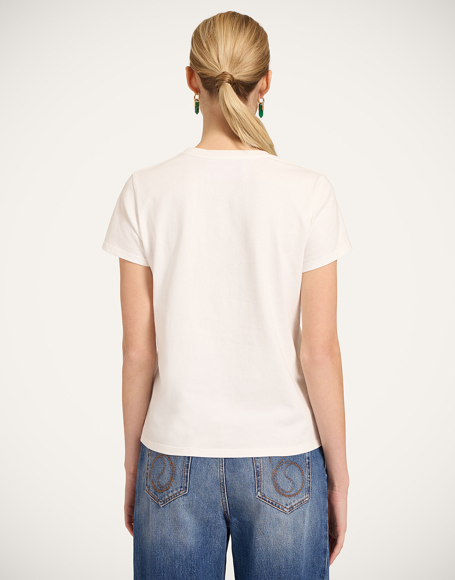 High Tee Shirt La DoubleJ: Parrotstem Ecru High Tee Shirt La DoubleJ: Parrotstem Ecru TSH0069JER079
