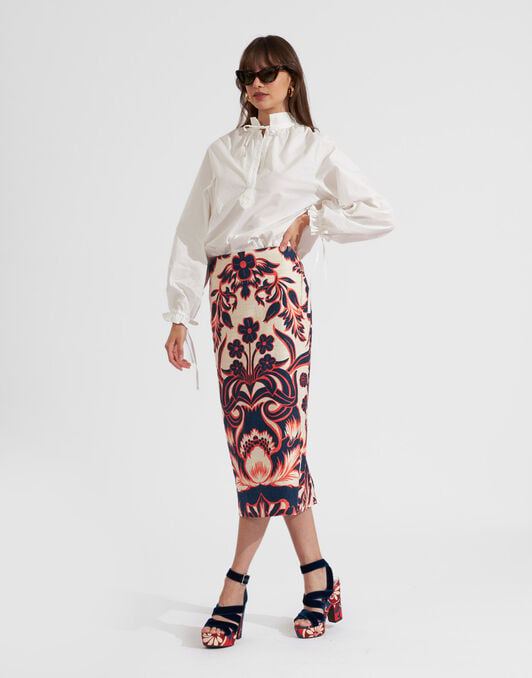 Pencil Skirt La DoubleJ: Va-Va Placée White SKI0011COT005