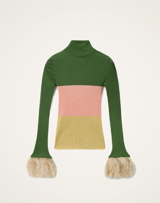 High Kick Top La DoubleJ: Color Block Military Green & Pink High Kick Top La DoubleJ: Color Block Military Green & Pink PUL0167KNI091