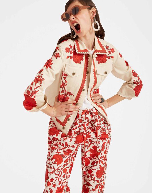 JJ Jean Jacket La DoubleJ: Dragonflower Placée Red JAC0070DEN001