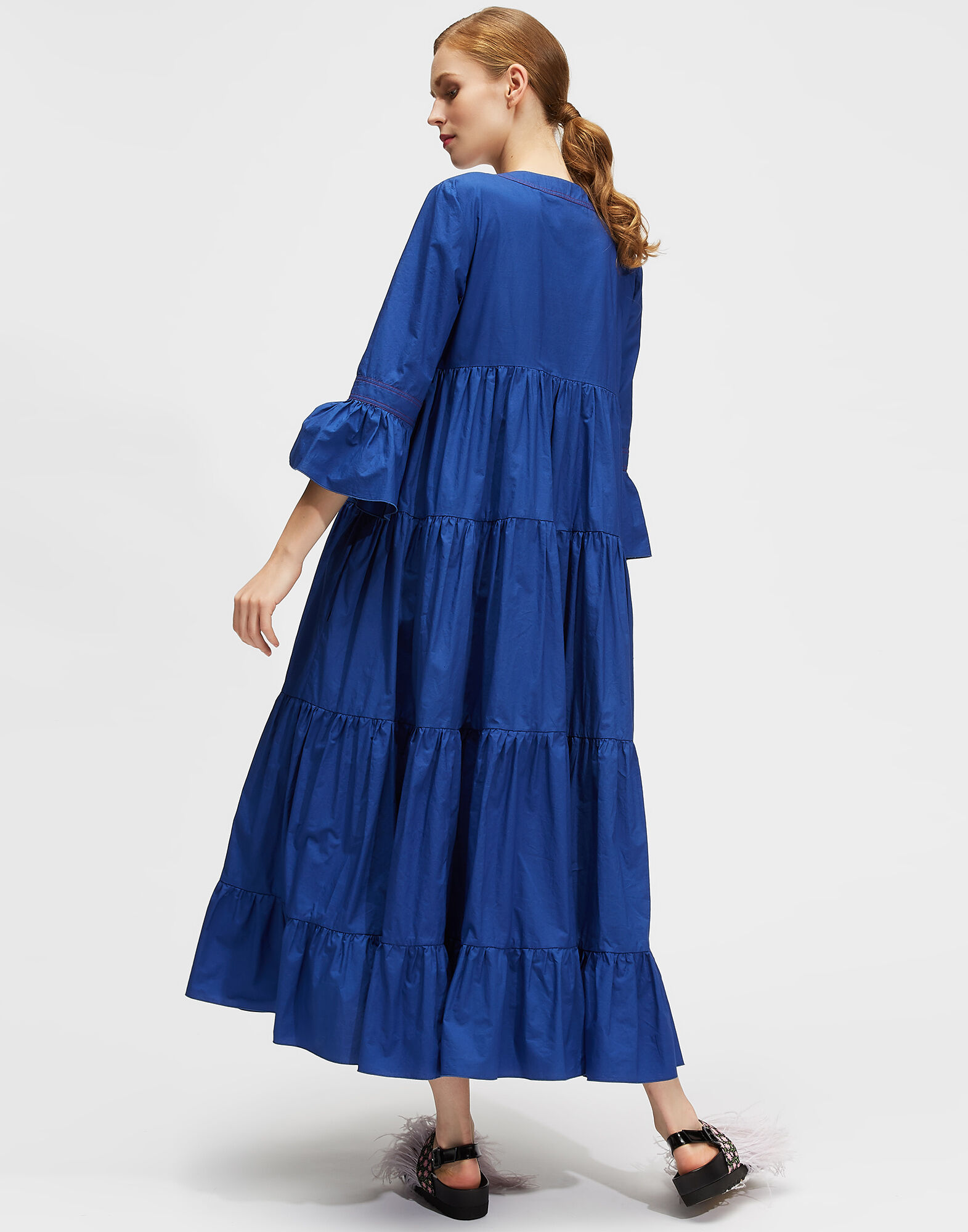 Jennifer Jane Dress La DoubleJ: Solid Blue Jennifer Jane Dress LaDoubleJ: Solid Blue DRE0114COT001