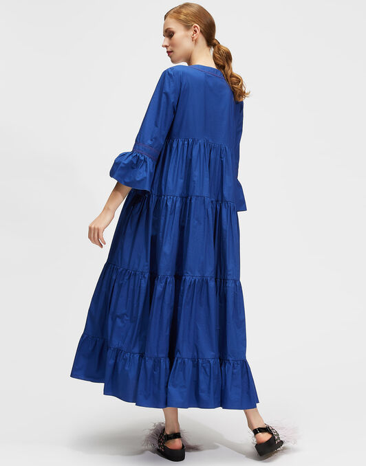 Jennifer Jane Dress La DoubleJ: Solid Blue Jennifer Jane Dress LaDoubleJ: Solid Blue DRE0114COT001