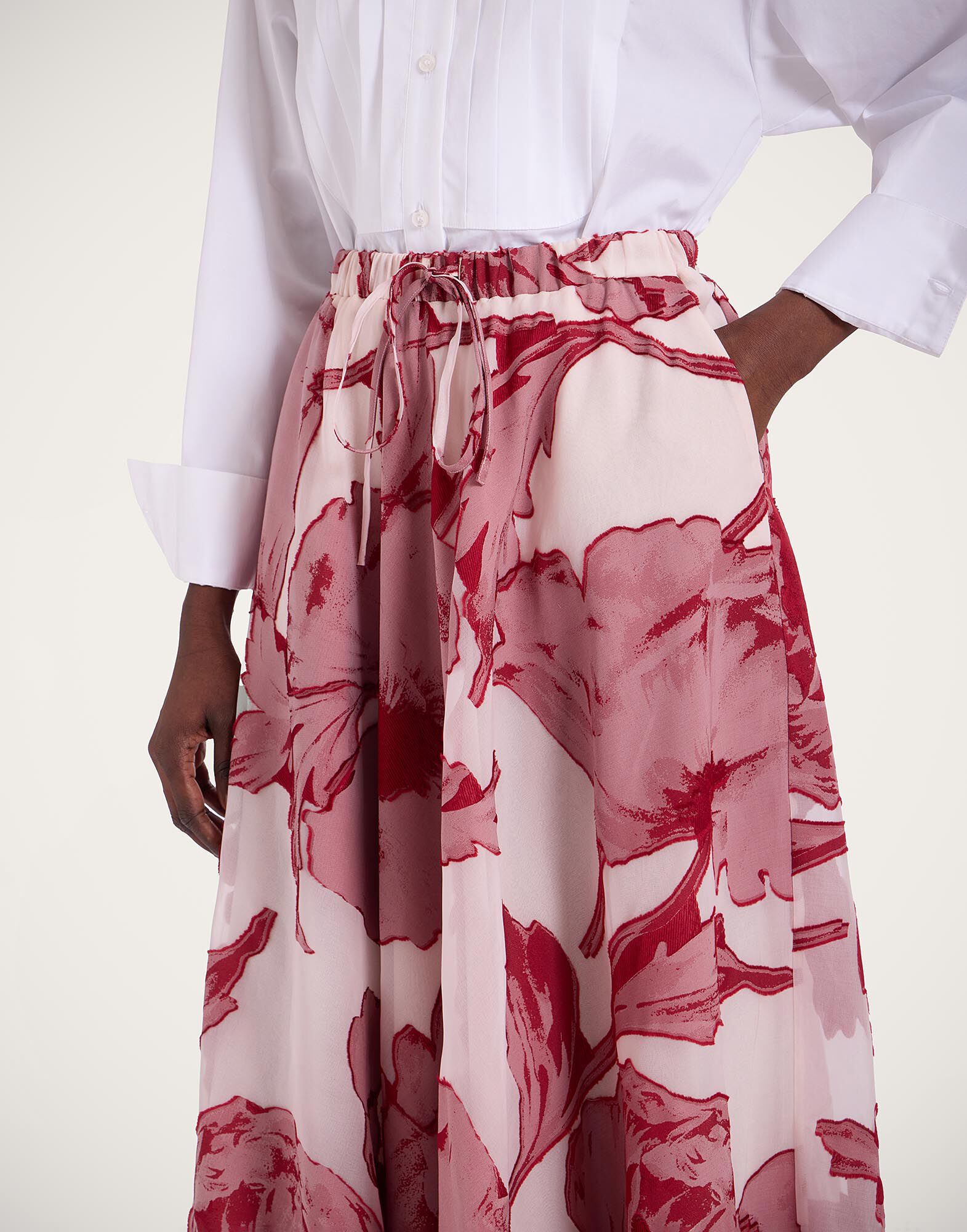 Drawstring Skirt La DoubleJ: Sylph Fil Coupé Pink SKI0098FCP007