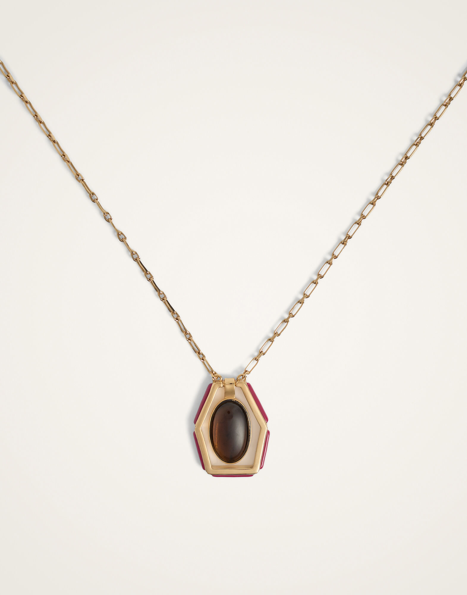 Power Portal Necklace La DoubleJ: 24K Gold Plate & Smoky Quartz NEC0055MET001