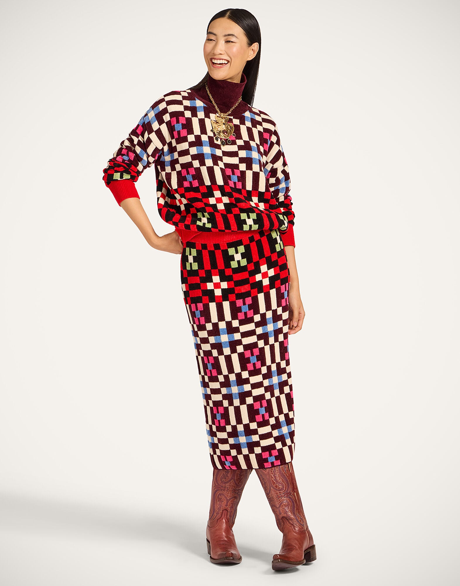 Byte Skirt La DoubleJ: Multicolor Pink & Blue Byte Skirt La DoubleJ: Multicolor Pink & Blue SKI0177KNI173