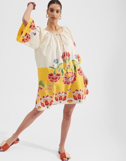 Flirty Mini Dress La DoubleJ: Folk Flowers Avorio Placée Flirty Mini Dress La DoubleJ: Folk Flowers Avorio Placée DRE0400COT015