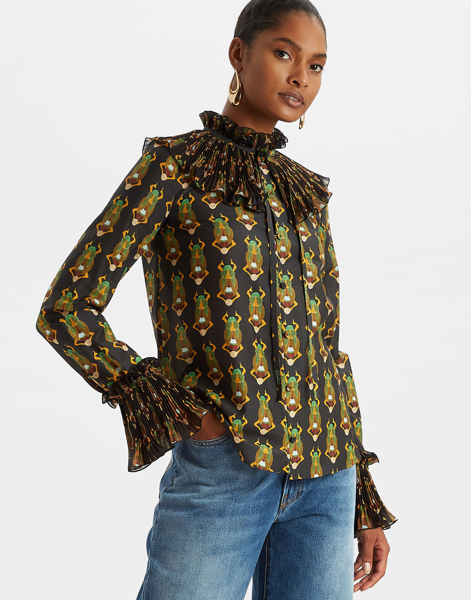 Nefertiti Shirt La DoubleJ: Scarab Black SHI0081SIL010