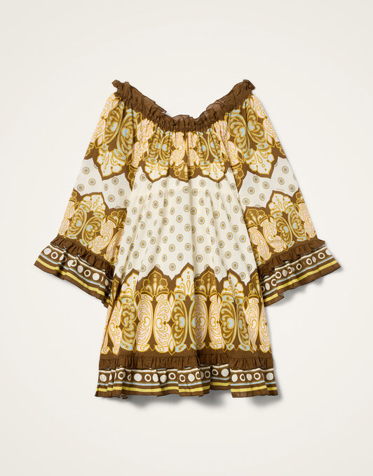 Boho Mini Dress La DoubleJ: Cocoon Placée Brown DRE0884COT098