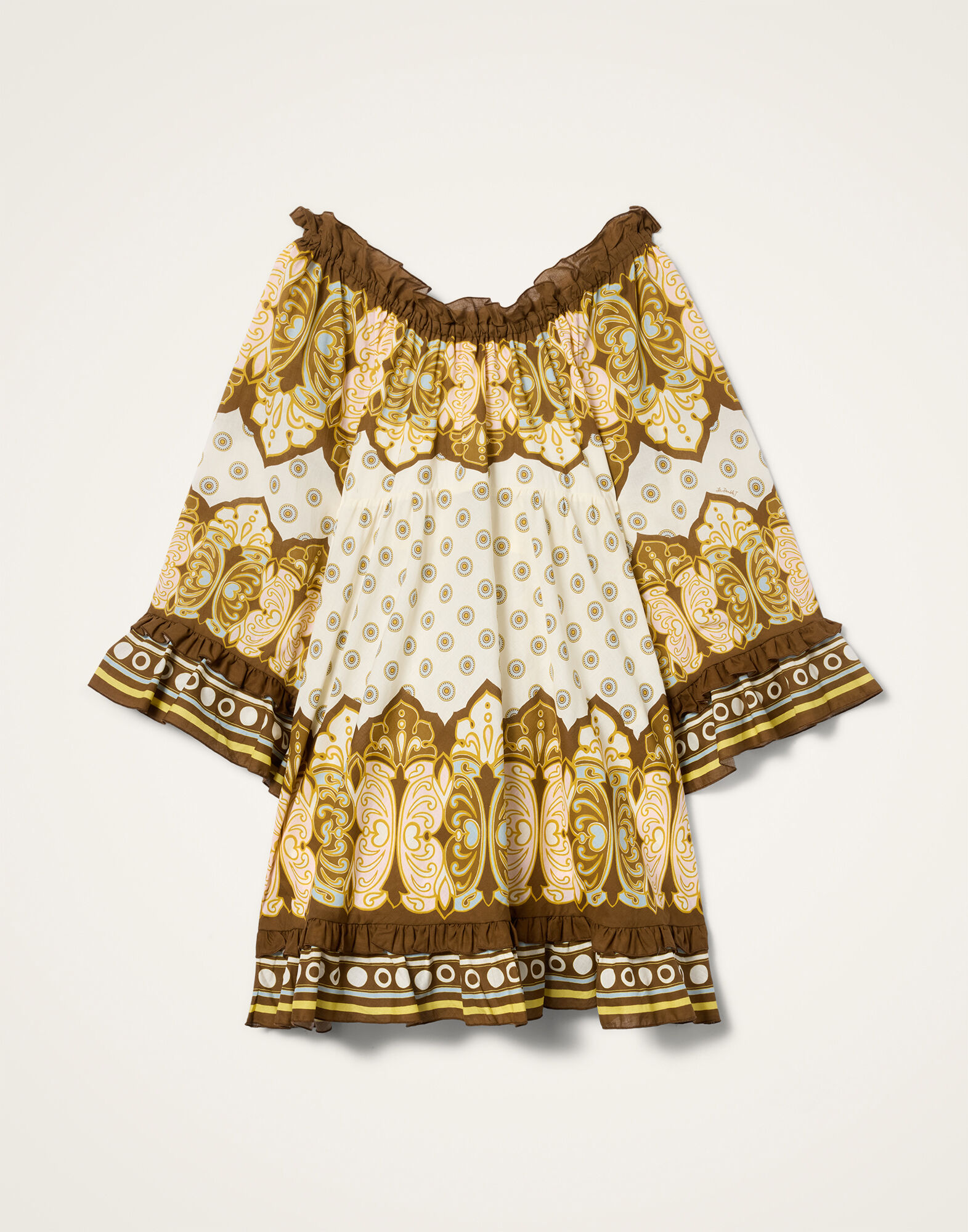 Boho Mini Dress La DoubleJ: Cocoon Placée Brown DRE0884COT098