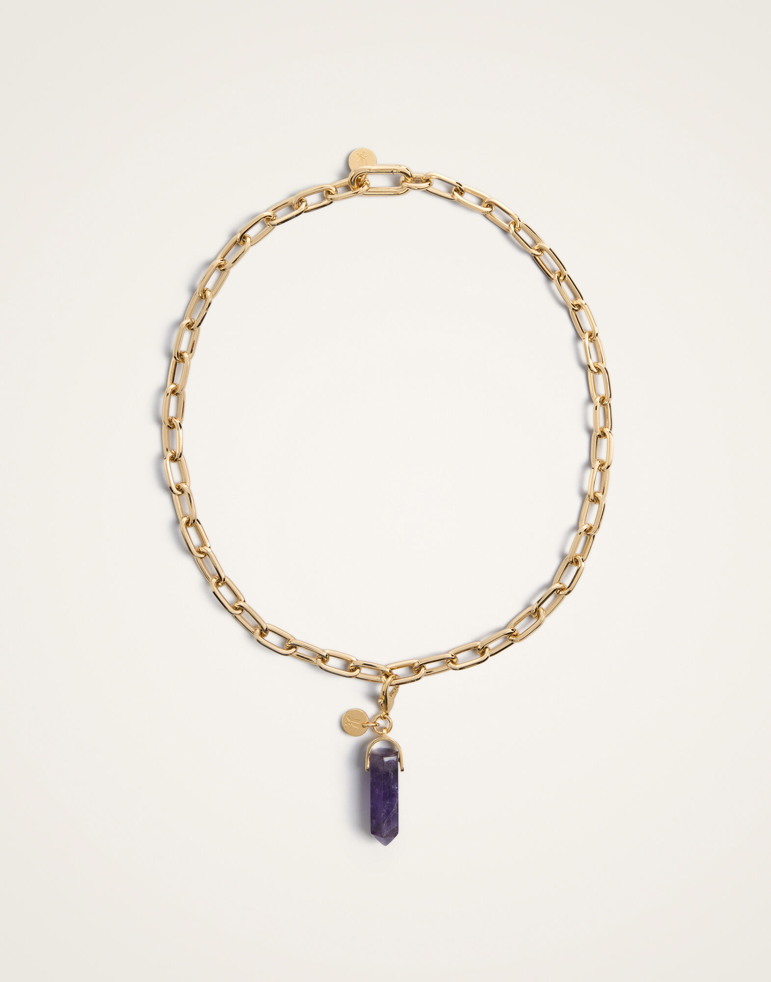 Pillar Charm La DoubleJ: 24k Gold Plate & Amethyst Pillar Charm La DoubleJ: 24k Gold Plate & Amethyst CHM0017BRA003