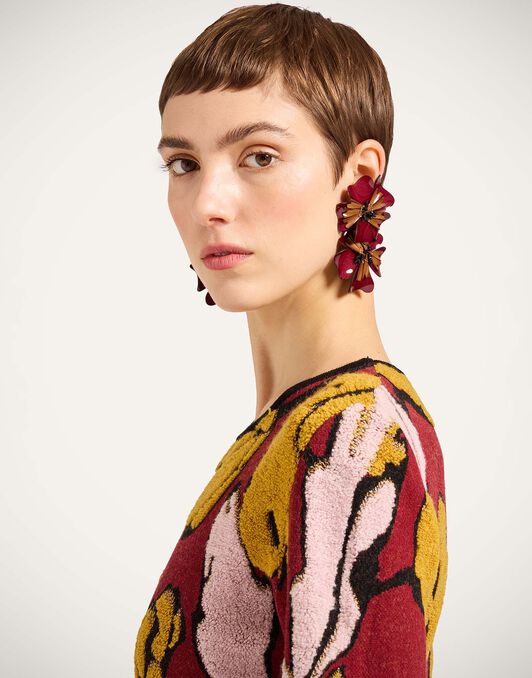 Knit Swing Dress La DoubleJ: Multicolor Burgundy Knit Swing Dress La DoubleJ: Multicolor Burgundy DRE1007KNI189