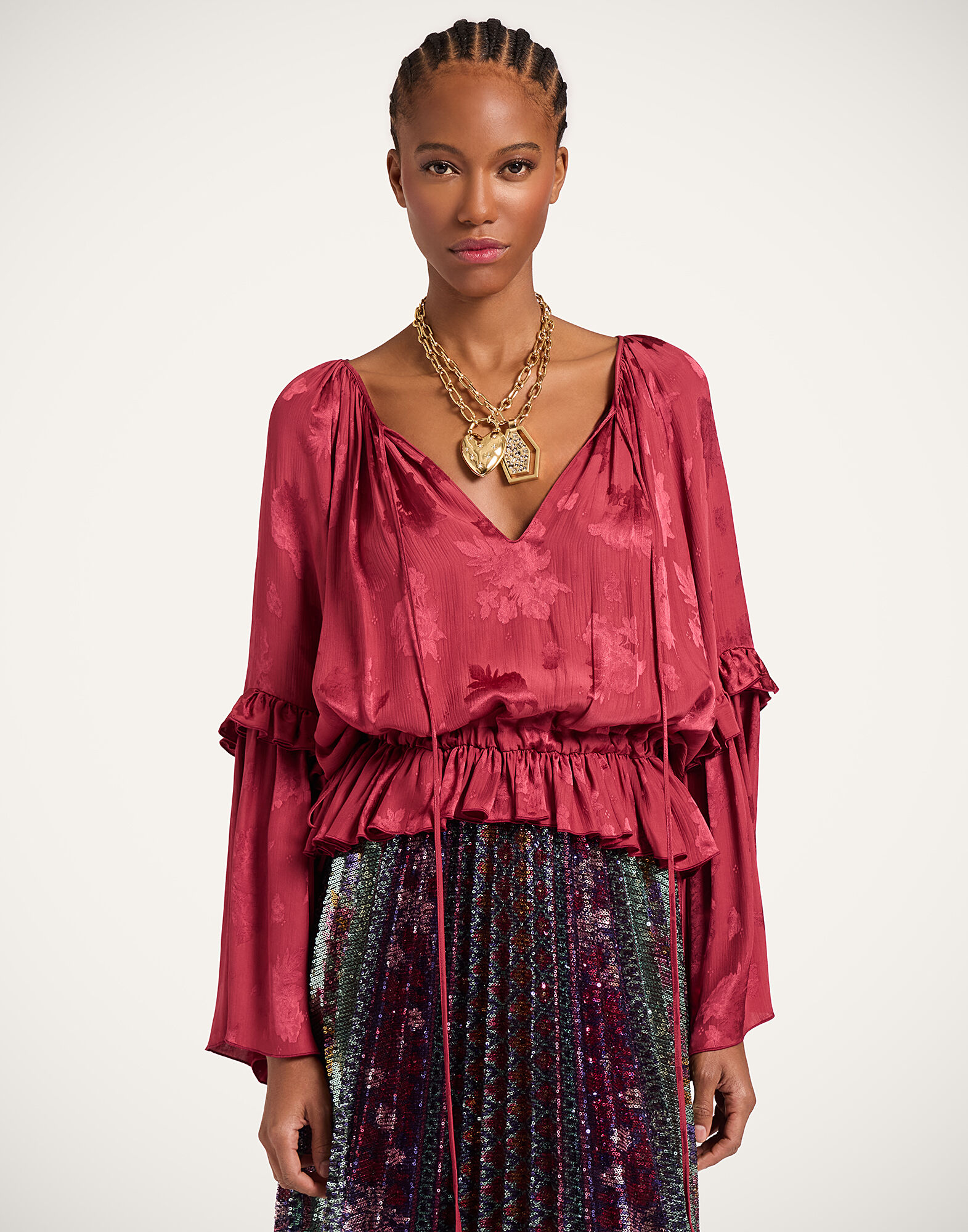 Boho Blouse La DoubleJ: Solid Brick Red Boho Blouse La DoubleJ: Solid Brick Red TOP0149JCQ133