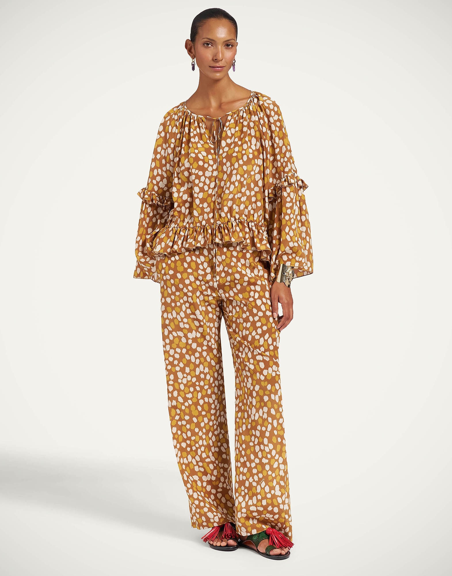 Boho Blouse La DoubleJ: Spots Caramel Boho Blouse La DoubleJ: Spots Caramel TOP0149CRE001