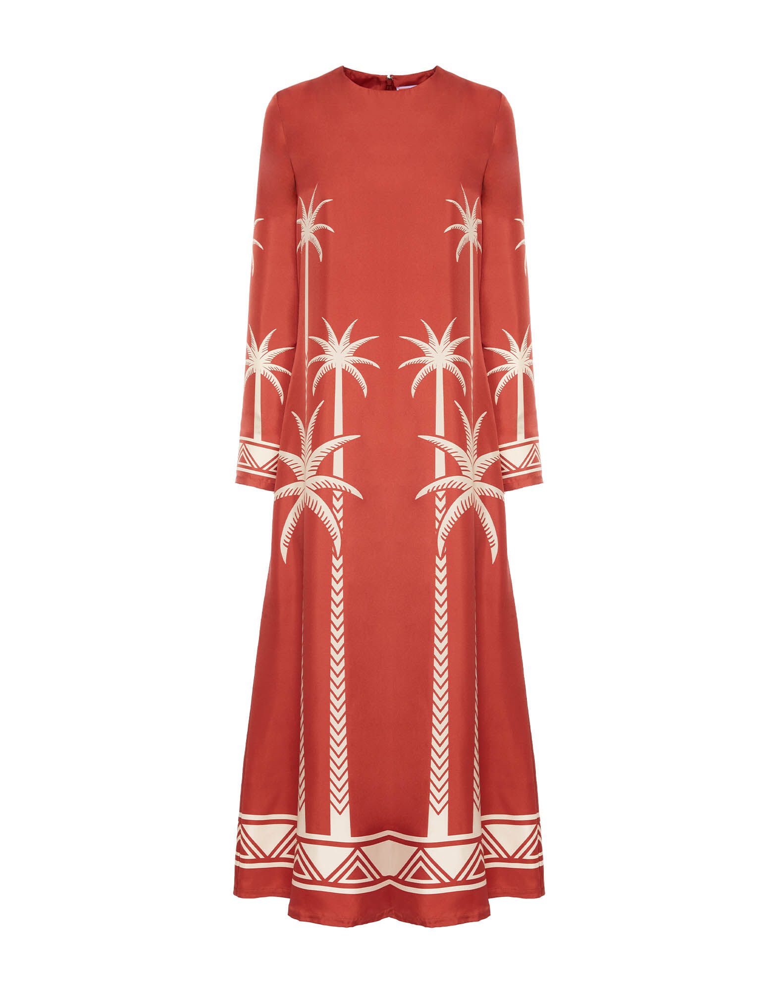 Long Sleeve Swing Dress La DoubleJ: Date Palms Placée Red Long Sleeve Swing Dress La DoubleJ: Date Palms Placée Red DRE0231SIL006