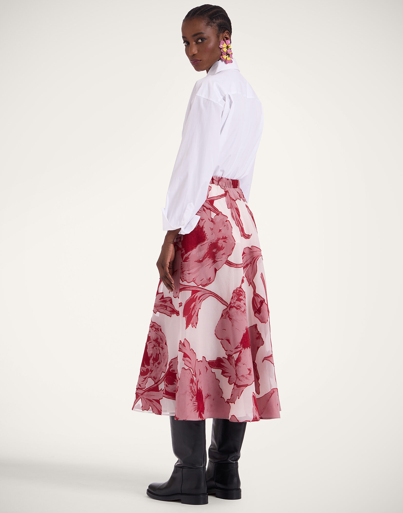Drawstring Skirt La DoubleJ: Sylph Fil Coupé Pink SKI0098FCP007
