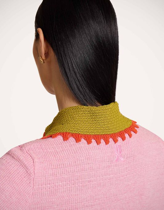 Picket Polo Jumper La DoubleJ: Solid Pink Picket Polo Jumper La DoubleJ: Solid Pink PUL0280KNI154