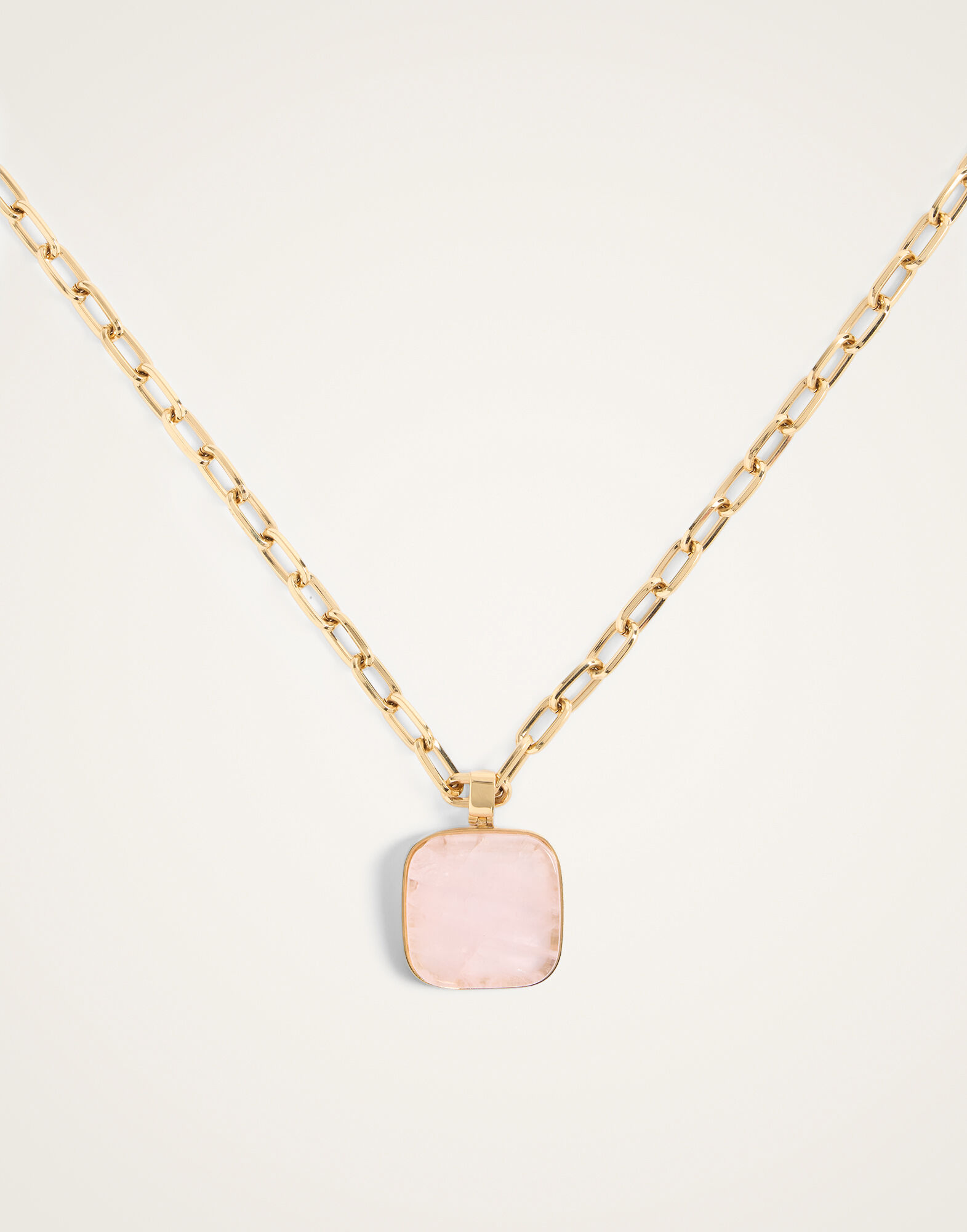 Soul Pendant Necklace La DoubleJ: 24k Gold Plate & Pink Quartz Soul Pendant Necklace La DoubleJ: 24k Gold Plate & Pink Quartz NEC0017BRA003