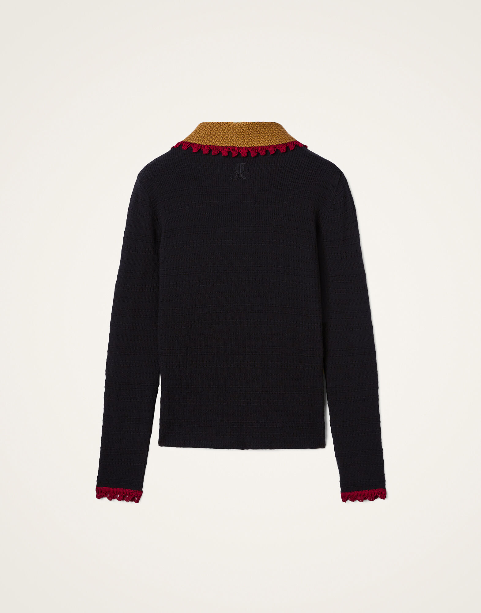 Picket Polo Jumper La DoubleJ: Solid Black Picket Polo Jumper La DoubleJ: Solid Black PUL0280KNI154
