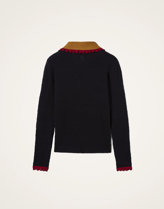 Picket Polo Jumper La DoubleJ: Solid Black Picket Polo Jumper La DoubleJ: Solid Black PUL0280KNI154