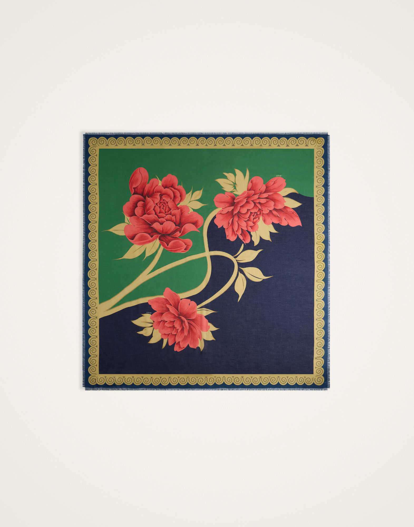 Foulard 140 La DoubleJ: Queen Peony Placée Blue Foulard 140 La DoubleJ: Queen Peony Placée Blue SCA0060MOS001