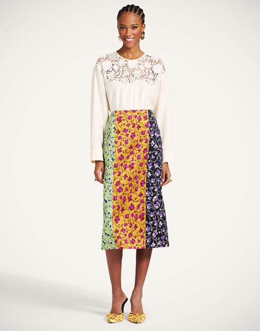 Pencil Skirt La DoubleJ: Honeysuckle Tricolor Yellow Pencil Skirt La DoubleJ: Honeysuckle Tricolor Yellow SKI0011JCQ129