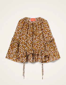 Boho Blouse La DoubleJ: Spots Caramel TOP0149CRE001