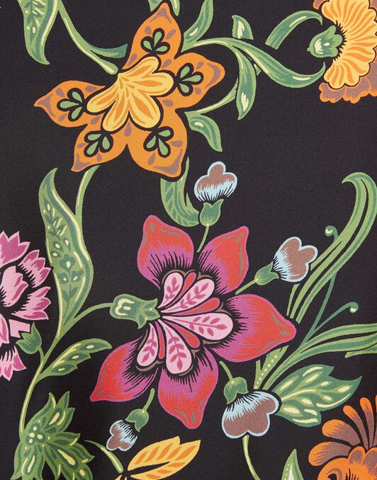 Foulard Shirt La DoubleJ: Folk Flowers Nero Placée SHI0167LAC008