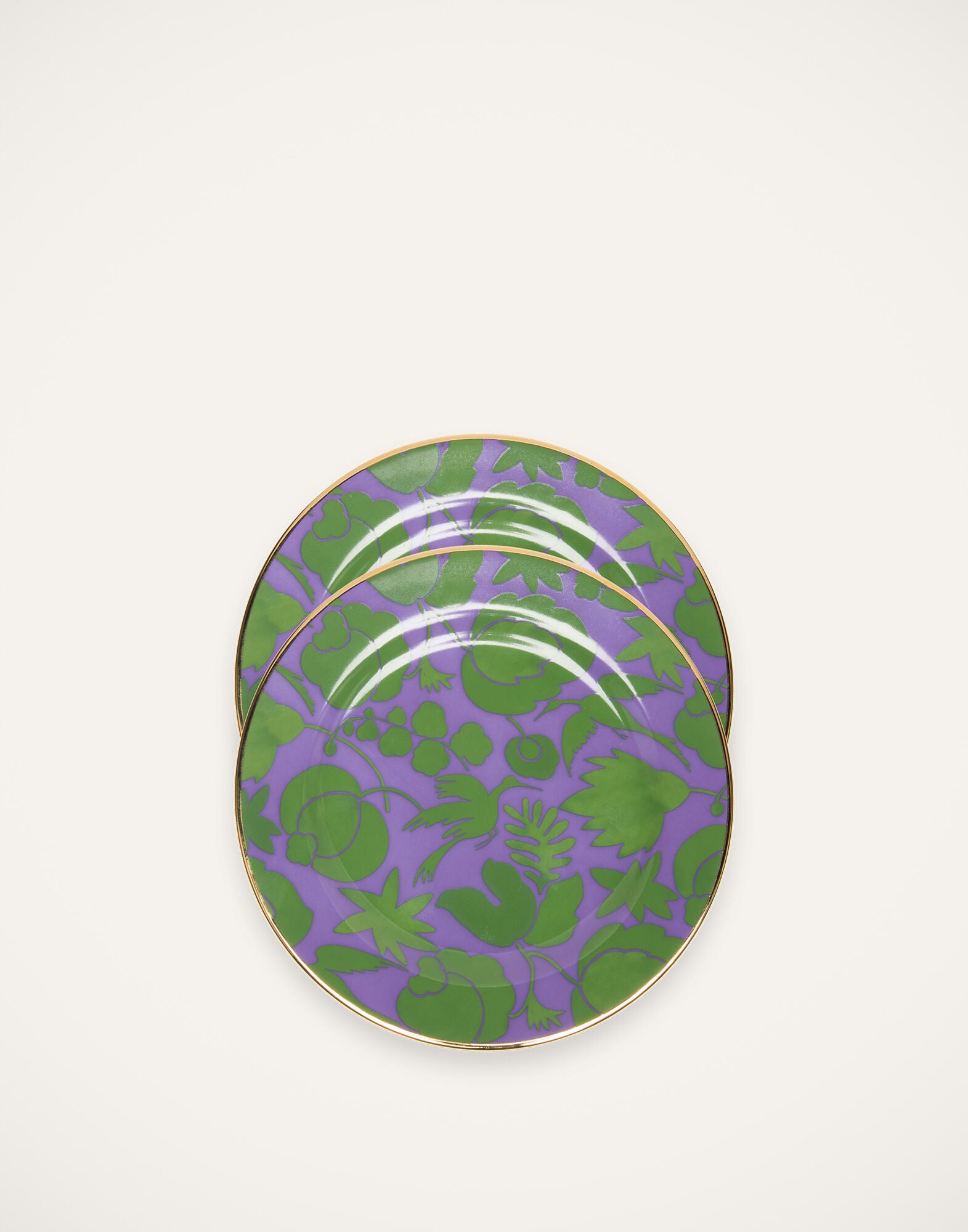 Dessert Plate Set of 2 La DoubleJ: Wildbird Lilla/Verde Dessert Plate Set of 2 La DoubleJ: Wildbird Lilla/Verde DIS0023CER001