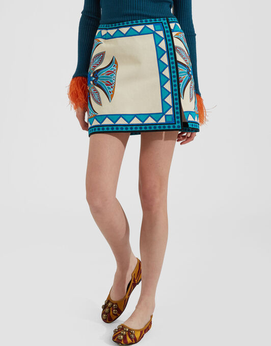 Foulard Mini Skirt La DoubleJ: Lotus Placée Ivory SKI0185SAB001