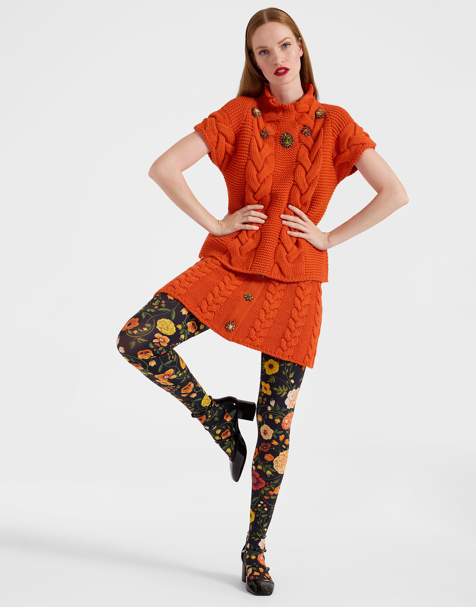 Printed Tights La DoubleJ: Botticelli Black Printed Tights La DoubleJ: Botticelli Black SOC0013NYL008
