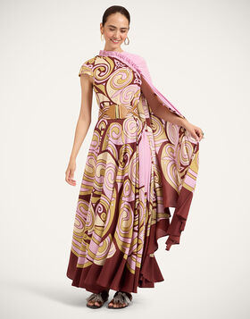 One Shoulder Brigid Dress La DoubleJ: Kells Swirl Placée Pink DRE1129CRE002