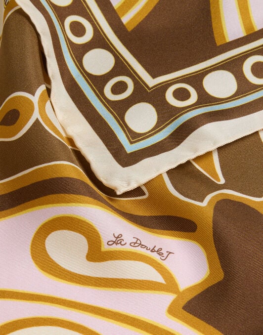 Foulard 90 La DoubleJ: Cocoon Placée Brown Foulard 90 La DoubleJ: Cocoon Placée Brown SCA0067SIL006