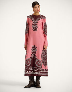 Long Sleeve Swing Dress La DoubleJ: Oltrarno Placée Pink DRE0231SIL006