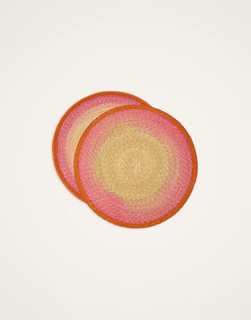 Handpainted Sunset Placemats Set Of 2 La DoubleJ: Gradient Fuchsia PMT0030STR001