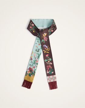 Skinny Scarf La DoubleJ: Zooflora Placée Light Blue SCA0075SIL006