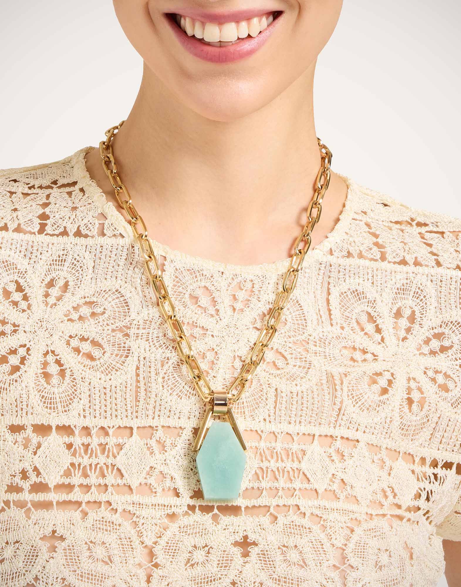 Portal Necklace La DoubleJ: 24K Gold Plate & Amazonite Portal Necklace La DoubleJ: 24K Gold Plate & Amazonite NEC0021BRA003