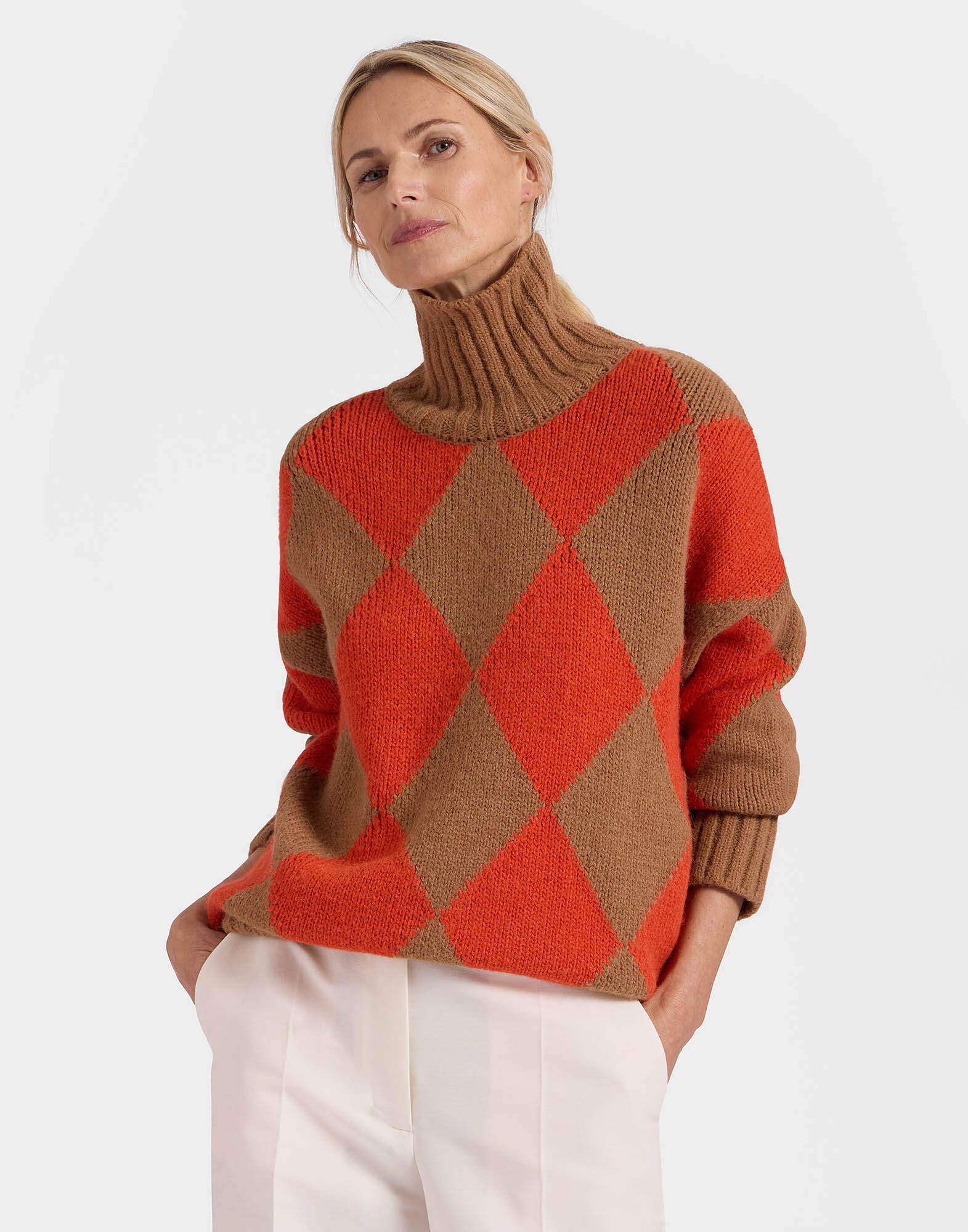 Argyle Sweater La DoubleJ: Camel/Orange Argyle Sweater La DoubleJ: Camel/Orange PUL0091KNI064