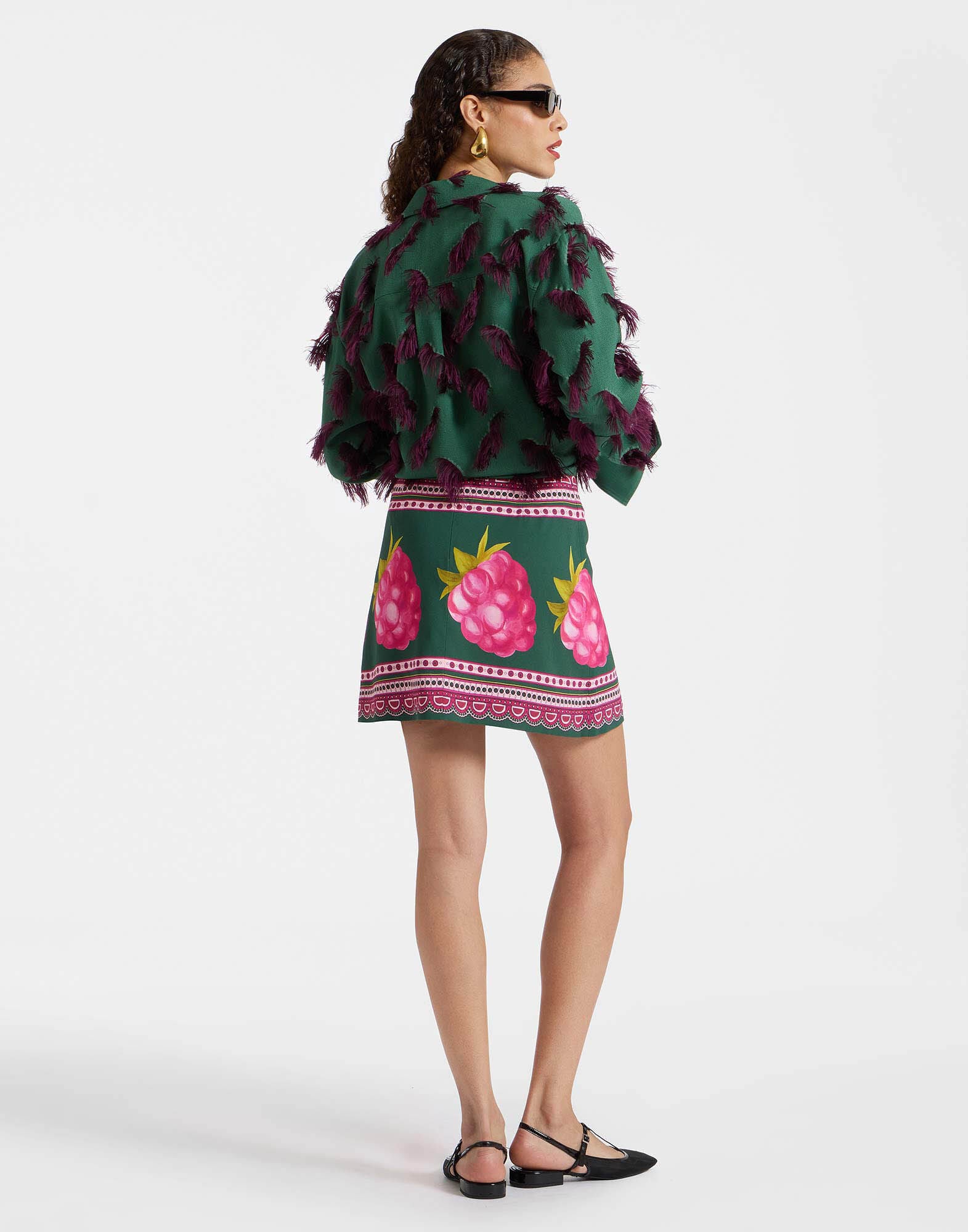 Foulard Mini Skirt La DoubleJ: Lampone Placée Emerald SKI0185SAB001