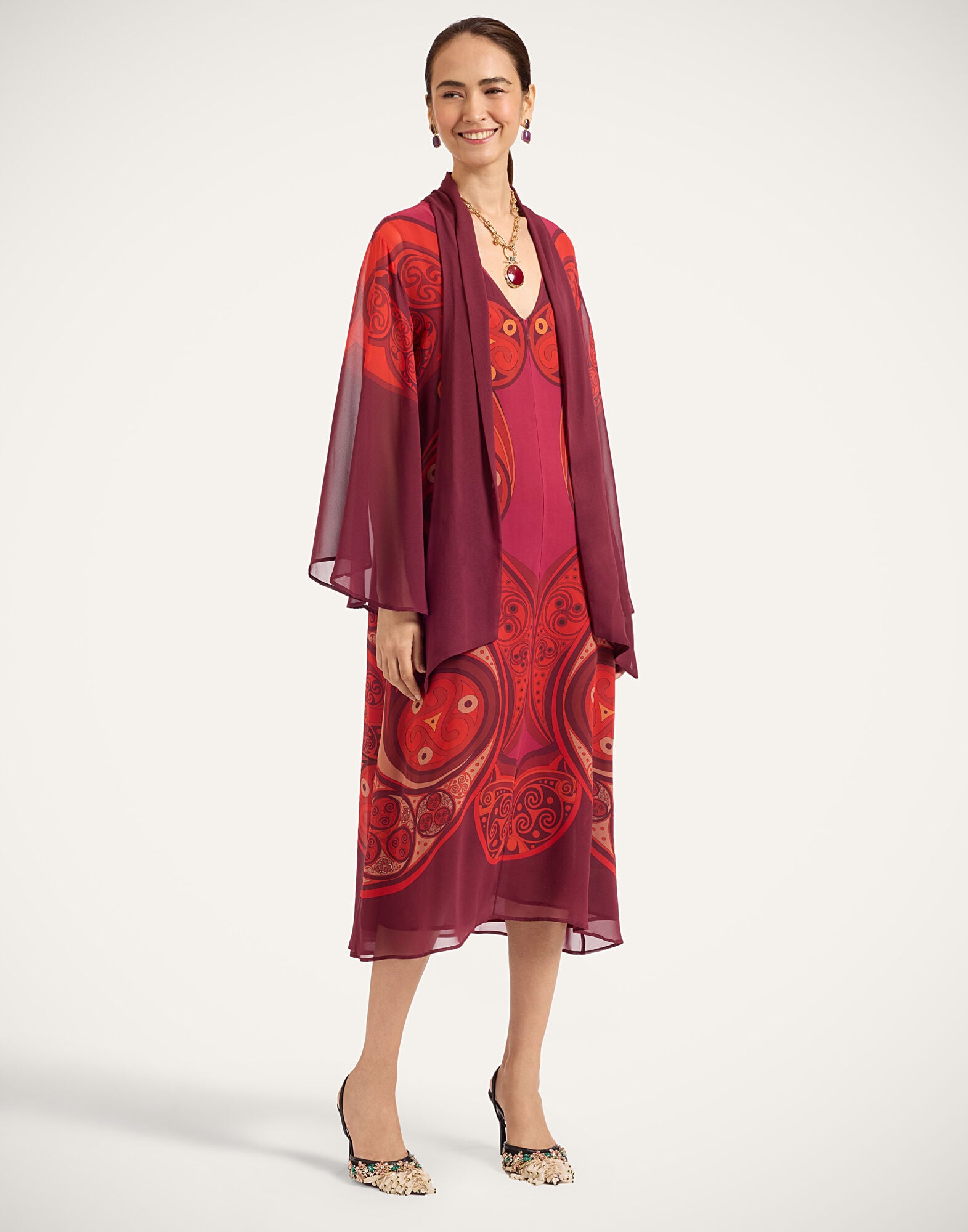 Midi Magnifico Dress La DoubleJ: Alchemy Placée Dark Red Midi Magnifico Dress La DoubleJ: Alchemy Placée Dark Red DRE0788SIL028