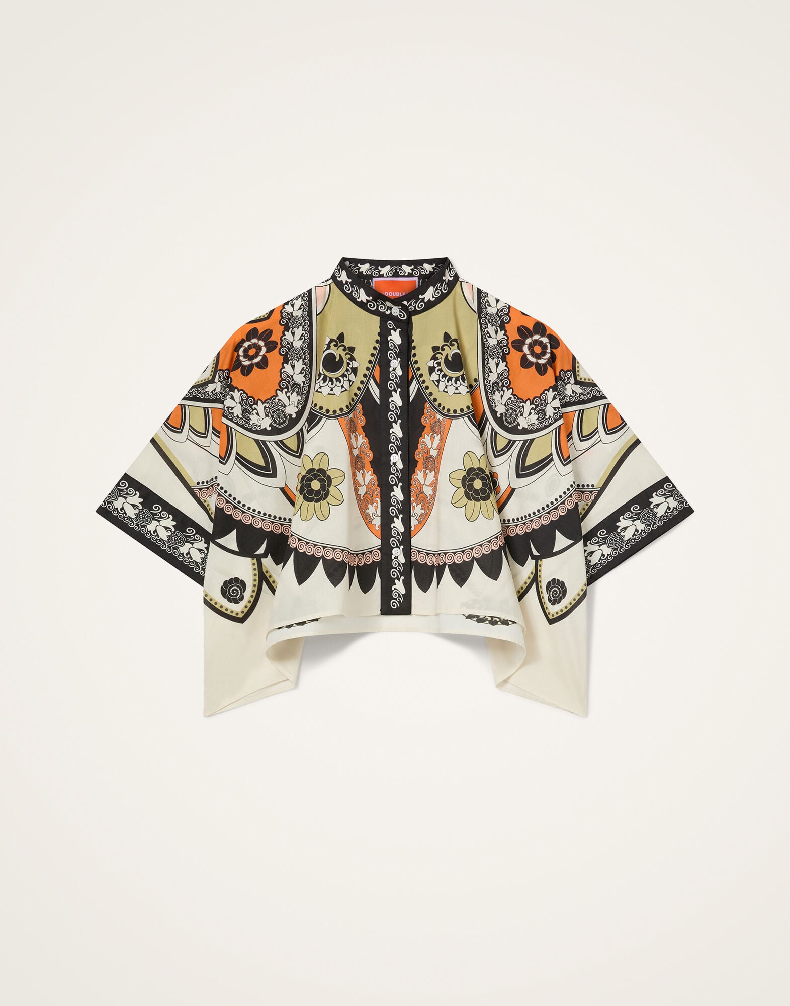 Mini Foulard Shirt La DoubleJ: Plume Placée Ivory SHI0168SAN006