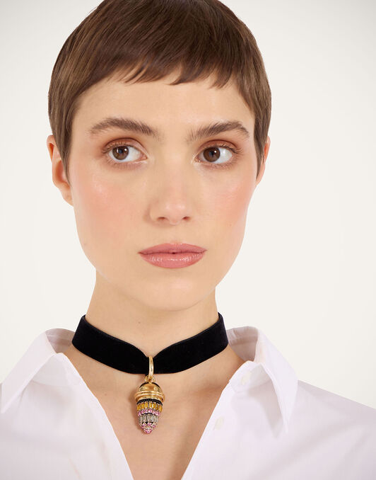 Lantern Necklace La DoubleJ: 24K Gold Plate & Crystal Embroidery Lantern Necklace La DoubleJ: 24K Gold Plate & Crystal Embroidery NEC0048BRA004