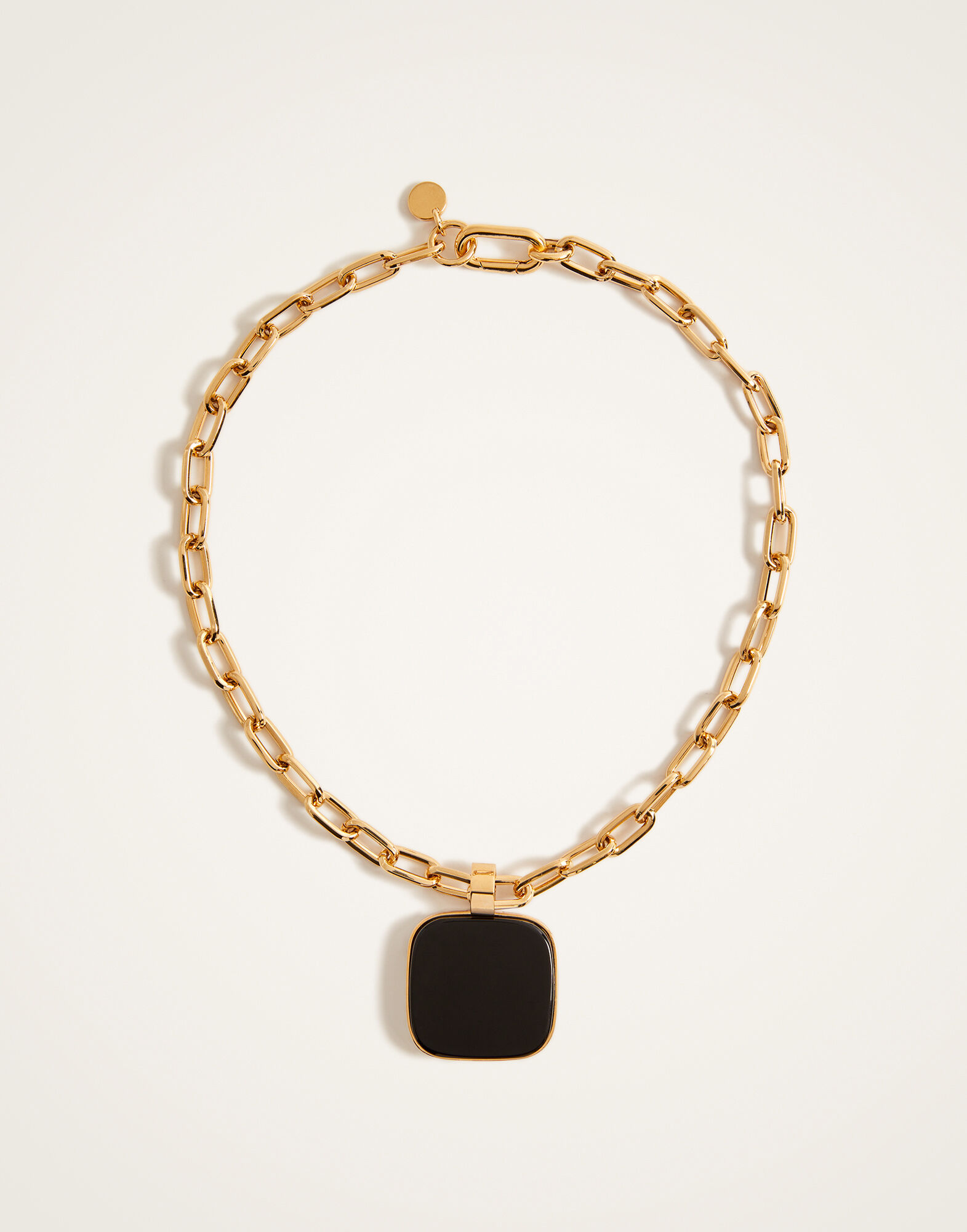 Soul Pendant Necklace La DoubleJ: 24k Gold Plate & Onyx NEC0017BRA003